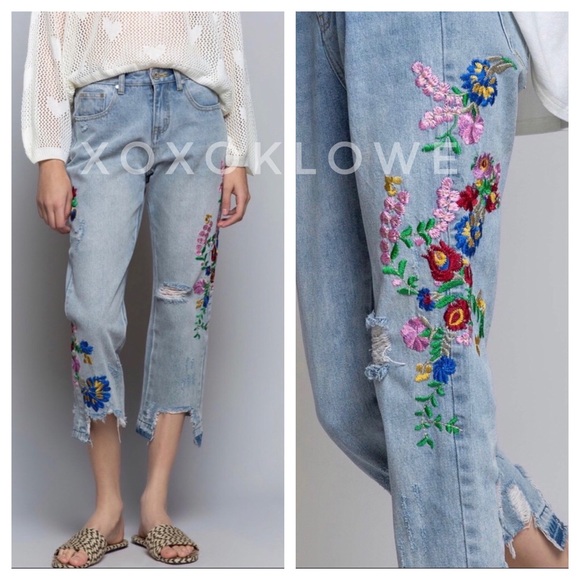 POL Denim - POL Retro 90s Grunge Embroidered Denim Jeans